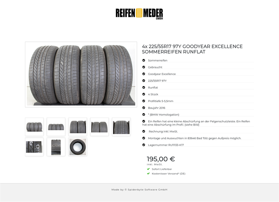 4x 225/55R17 97Y GOODYEAR EXCELLENCE SOMMERREIFEN RUNFLAT #1UKB – Bild 9