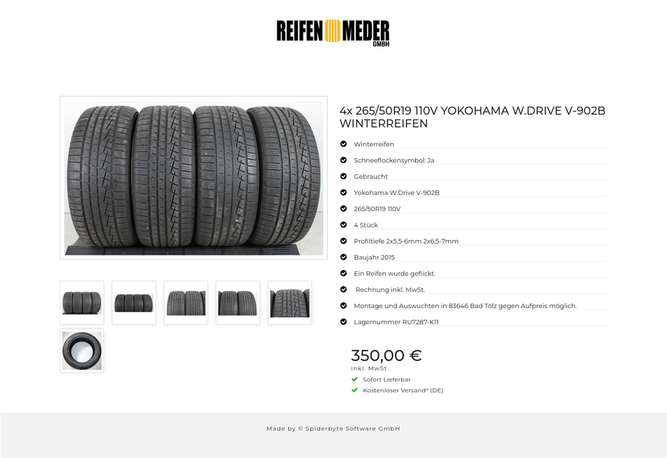 4x 265/50R19 110V YOKOHAMA W.DRIVE V-902B WINTERREIFEN #1C8V – Bild 7