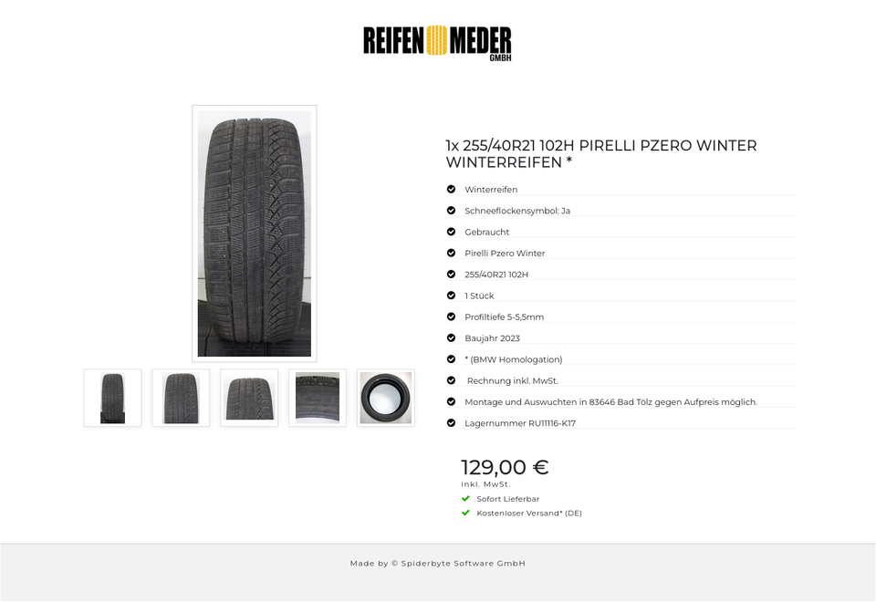 1x 255/40R21 102H PIRELLI PZERO WINTER WINTERREIFEN * #1UIC – Bild 6