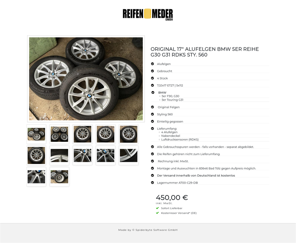 ORIGINAL 17" ALUFELGEN BMW 5ER REIHE G30 G31 RDKS STY. 560 #10AJ – Bild 13