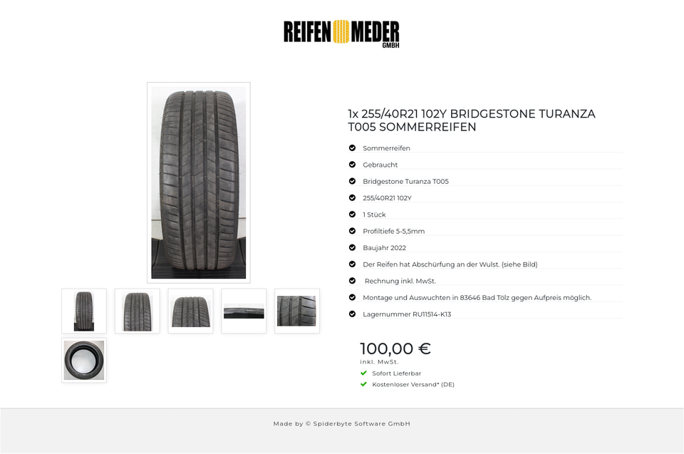 1x 255/40R21 102Y BRIDGESTONE TURANZA T005 SOMMERREIFEN #1WNK – Bild 7