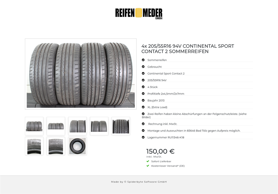 4x 205/55R16 94V CONTINENTAL SPORT CONTACT 2 SOMMERREIFEN #1VXS – Bild 9