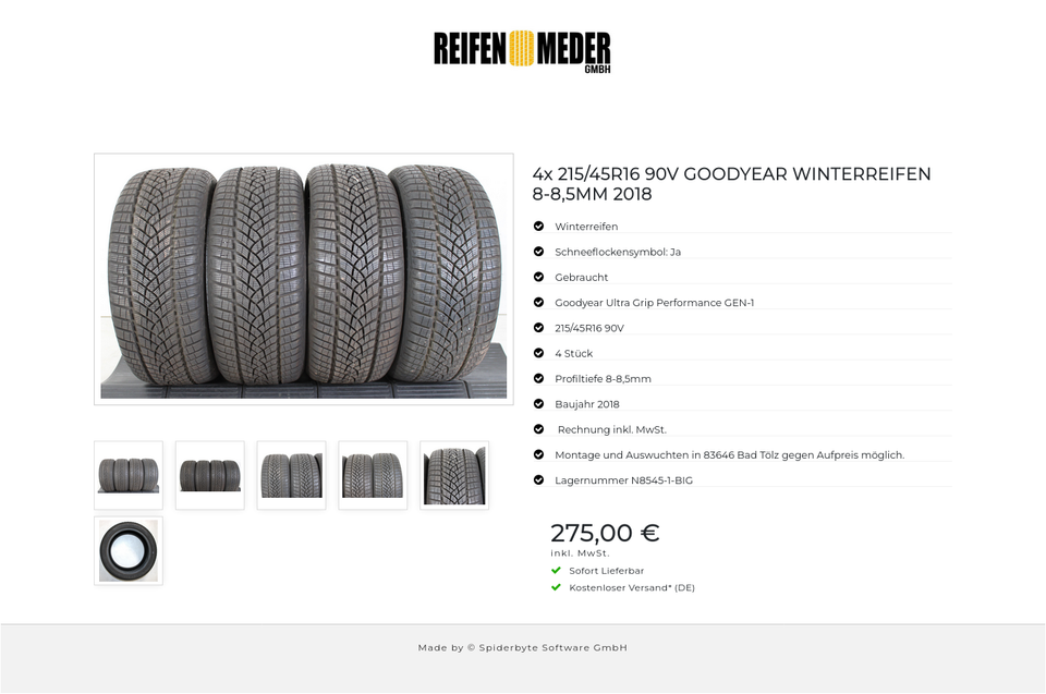 4x 215/45R16 90V GOODYEAR WINTERREIFEN 8-8,5MM 2018 #1HUX – Bild 7