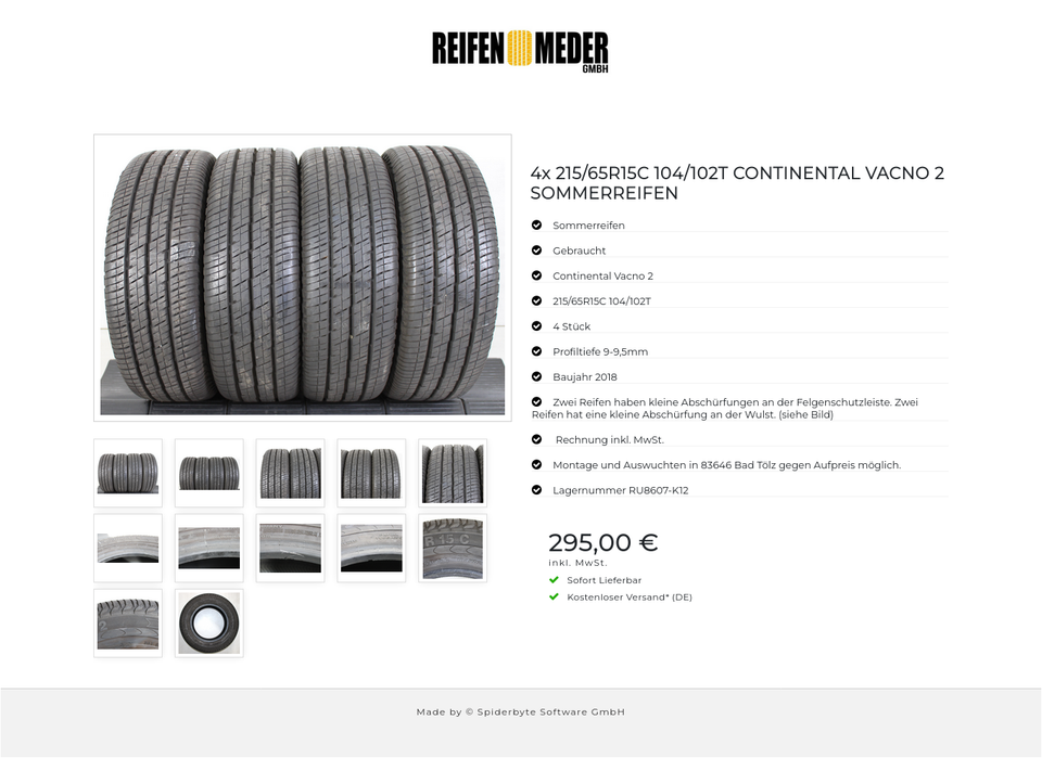 4x 215/65R15C 104/102T CONTINENTAL VACNO 2 SOMMERREIFEN #1I5U – Bild 13