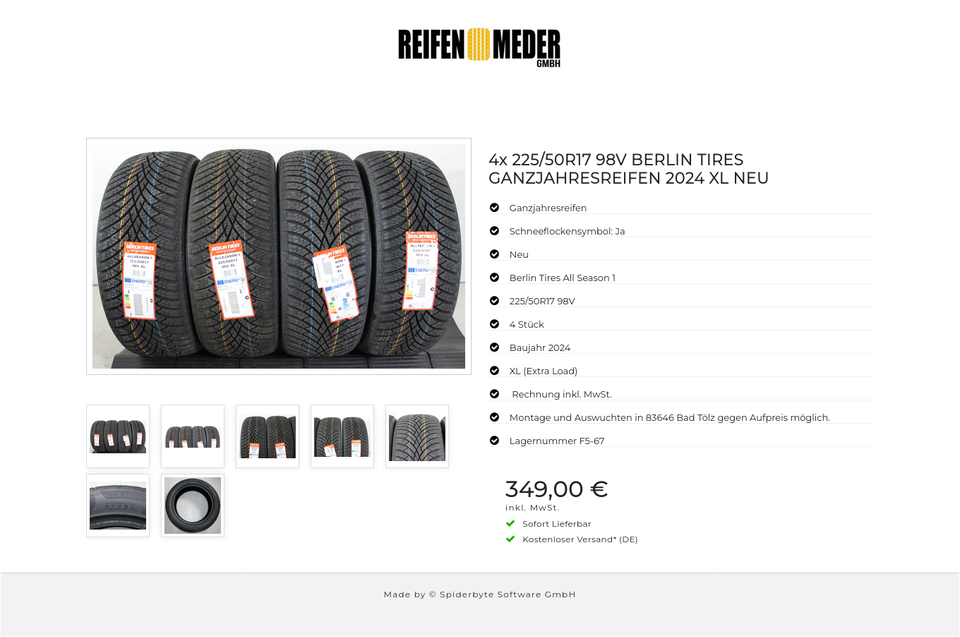 4x 225/50R17 98V BERLIN TIRES GANZJAHRESREIFEN 2024 XL NEU #1QDK – Bild 8