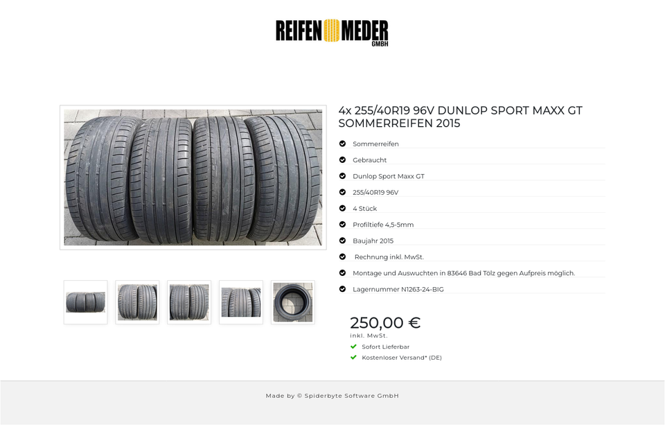 4x 255/40R19 96V DUNLOP SPORT MAXX GT SOMMERREIFEN 2015 #2754 – Bild 6