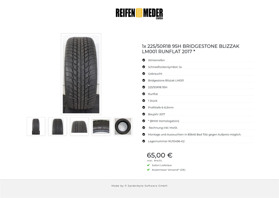 1x 225/50R18 95H BRIDGESTONE BLIZZAK LM001 RUNFLAT 2017 * #1QKE – Bild 6