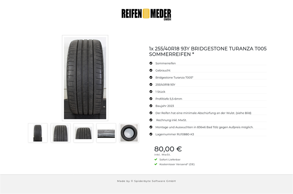 1x 255/40R18 93Y BRIDGESTONE TURANZA T005 SOMMERREIFEN * #1SZI – Bild 6