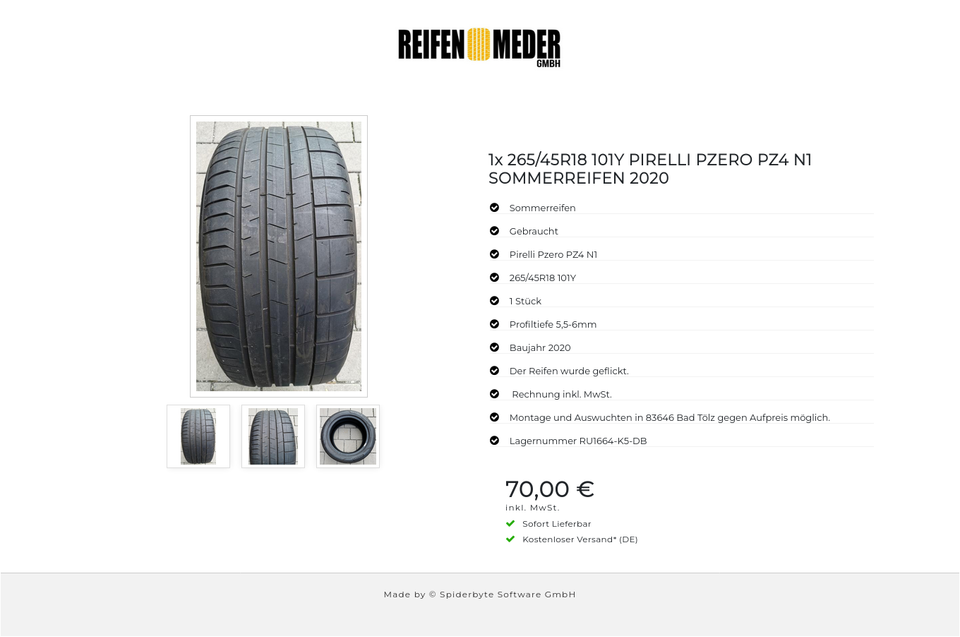 1x 265/45R18 101Y PIRELLI PZERO PZ4 N1 SOMMERREIFEN 2020 #7011 – Bild 4