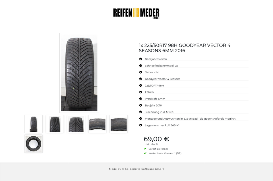 1x 225/50R17 98H GOODYEAR VECTOR 4 SEASONS 6MM 2016 #239L – Bild 7