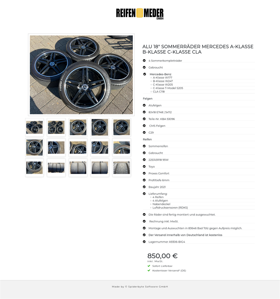 ALU 18" SOMMERRÄDER MERCEDES A-KLASSE B-KLASSE C-KLASSE CLA #1VOK – Bild 16