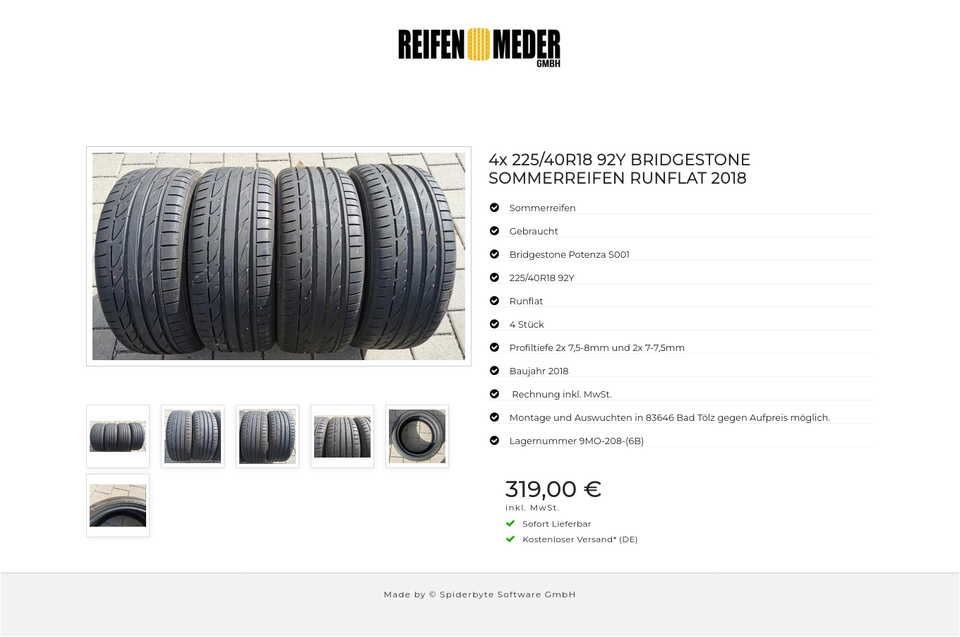 4x 225/40R18 92Y BRIDGESTONE SOMMERREIFEN RUNFLAT 2018 #1696 – Bild 7