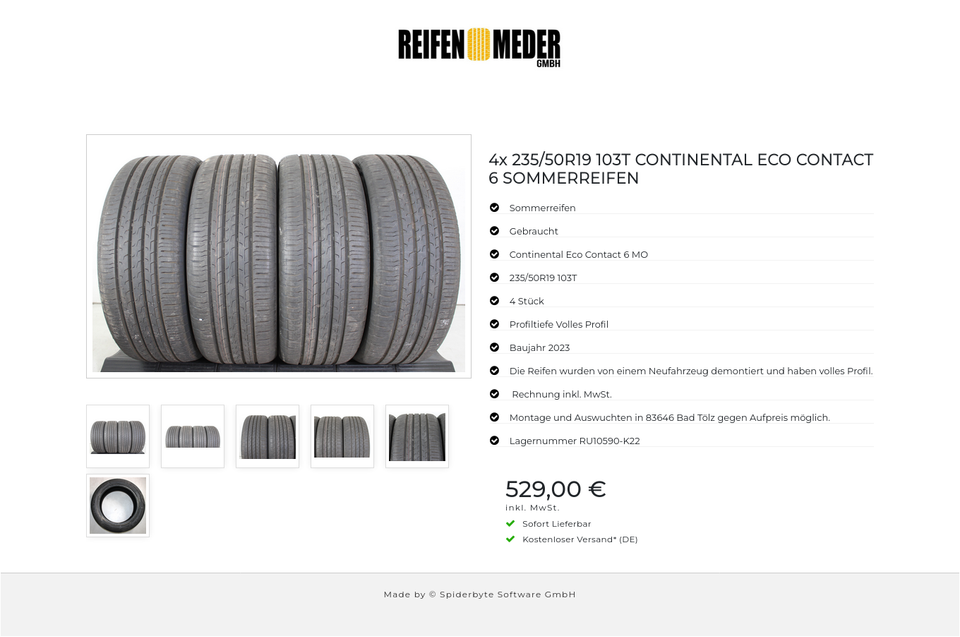 4x 235/50R19 103T CONTINENTAL ECO CONTACT 6 SOMMERREIFEN #1QRY – Bild 7