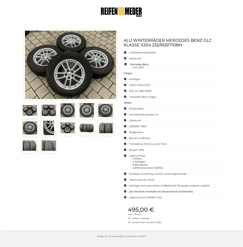 ALU WINTERRÄDER MERCEDES BENZ GLC KLASSE X204 235/65R17108H #9615 – Bild 13