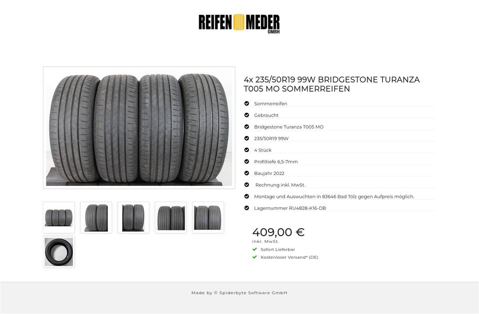 4x 235/50R19 99W BRIDGESTONE TURANZA T005 MO SOMMERREIFEN #15AM – Bild 7