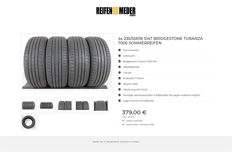 4x 235/55R18 104T BRIDGESTONE TURANZA T005 SOMMERREIFEN #1CQF – Bild 7