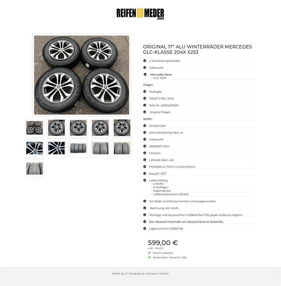 ORIGINAL 17" ALU WINTERRÄDER MERCEDES GLC-KLASSE 204X X253 #108K – Bild 12