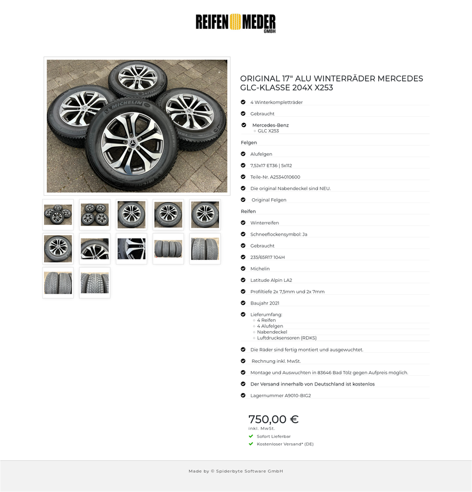 ORIGINAL 17" ALU WINTERRÄDER MERCEDES GLC-KLASSE 204X X253 #1Q7V – Bild 13