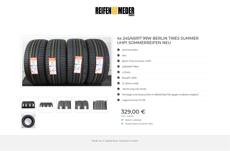 4x 245/45R17 99W BERLIN TIRES SUMMER UHP1 SOMMERREIFEN NEU #1X3A – Bild 7