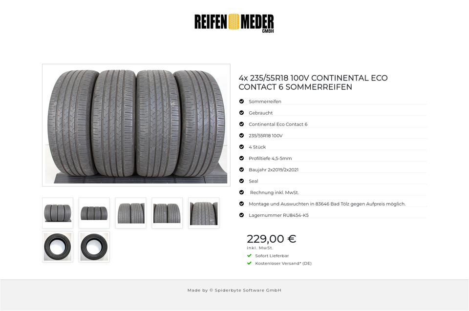 4x 235/55R18 100V CONTINENTAL ECO CONTACT 6 SOMMERREIFEN #1HIA – Bild 8