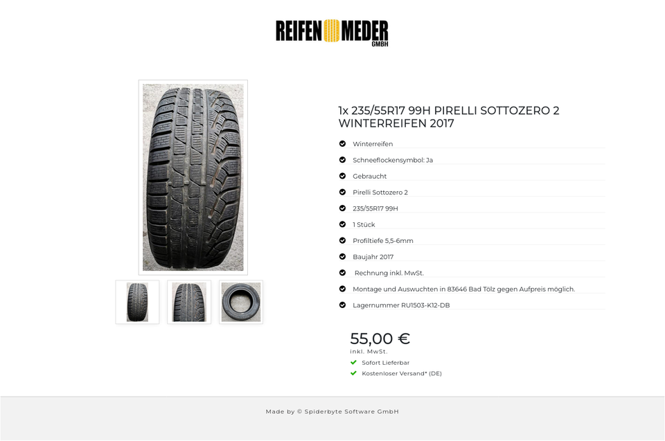 1x 235/55R17 99H PIRELLI SOTTOZERO 2 WINTERREIFEN 2017 #3626 – Bild 4