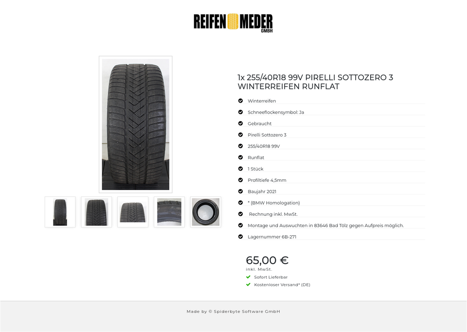 1x 255/40R18 99V PIRELLI SOTTOZERO 3 WINTERREIFEN RUNFLAT #1QDA – Bild 6