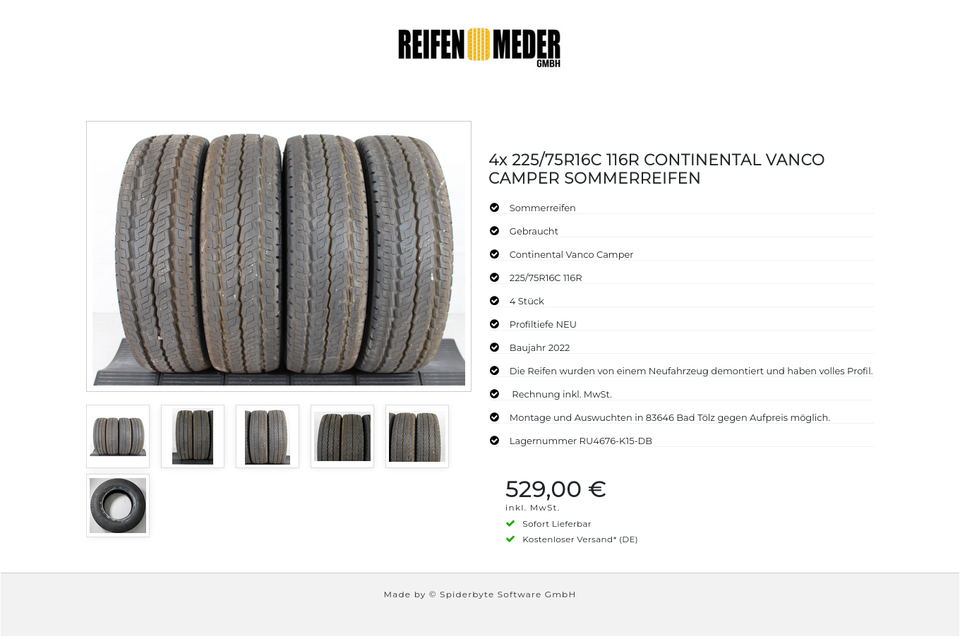 4x 225/75R16C 116R CONTINENTAL VANCO CAMPER SOMMERREIFEN #140P – Bild 7