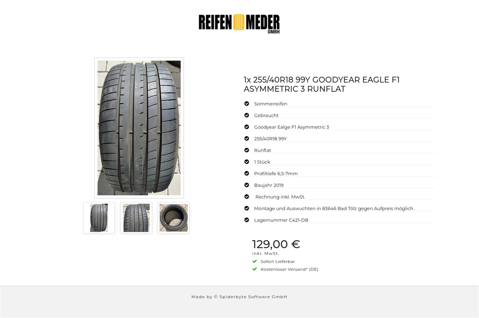 1x 255/40R18 99Y GOODYEAR EAGLE F1 ASYMMETRIC 3 RUNFLAT #7486 – Bild 4