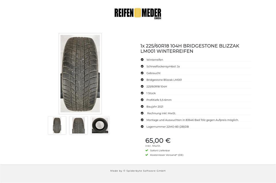 1x 225/60R18 104H BRIDGESTONE BLIZZAK LM001 WINTERREIFEN #131P – Bild 4