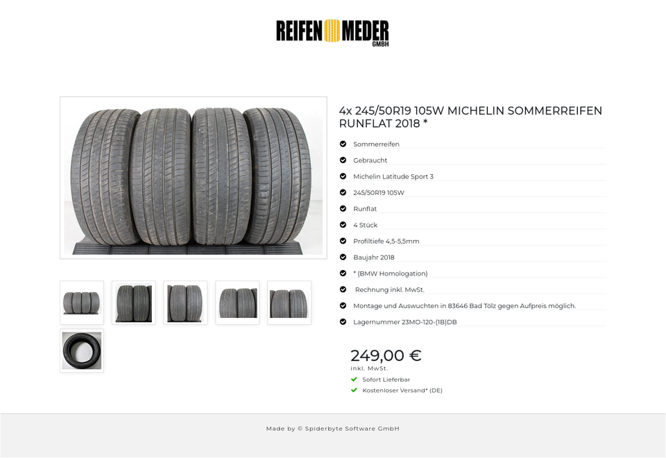 4x 245/50R19 105W MICHELIN SOMMERREIFEN RUNFLAT 2018 * #144Y – Bild 7