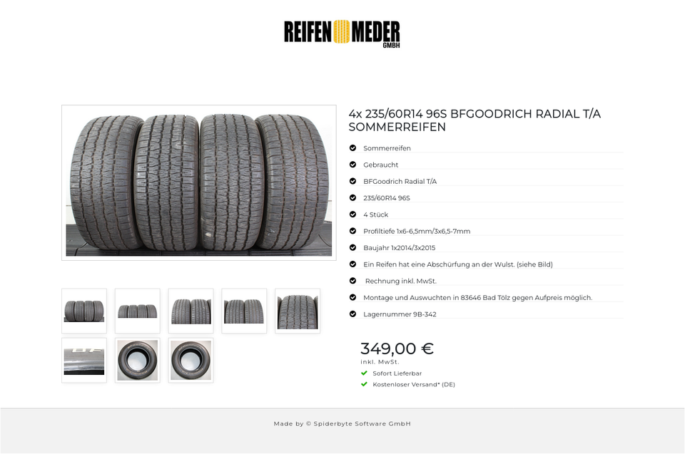 4x 235/60R14 96S BFGOODRICH RADIAL T/A SOMMERREIFEN #1WBX – Bild 9