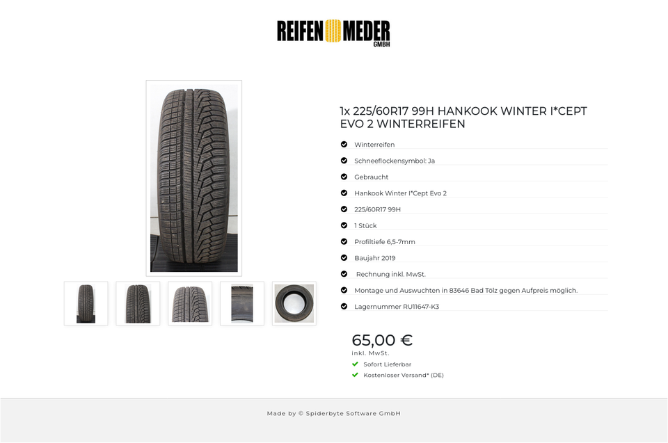 1x 225/60R17 99H HANKOOK WINTER I*CEPT EVO 2 WINTERREIFEN #1XZC – Bild 6