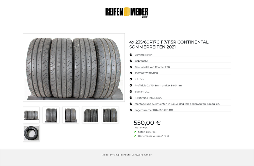 4x 235/60R17C 117/115R CONTINENTAL SOMMERREIFEN 2021 #141Z – Bild 7