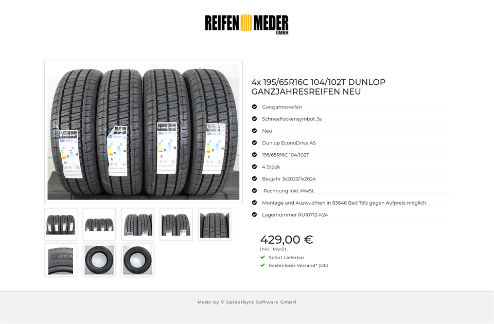 4x 195/65R16C 104/102T DUNLOP GANZJAHRESREIFEN NEU #1RKG – Bild 9