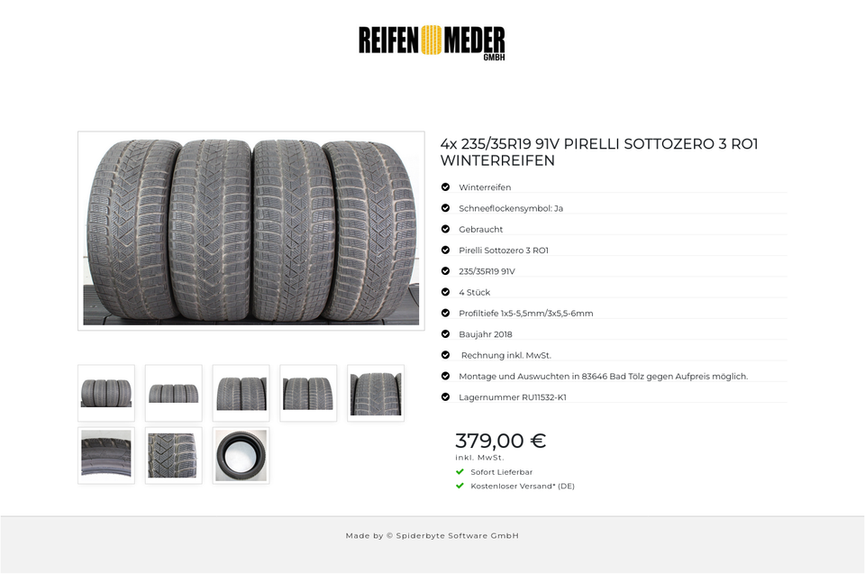 4x 235/35R19 91V PIRELLI SOTTOZERO 3 RO1 WINTERREIFEN #1WQJ – Bild 9