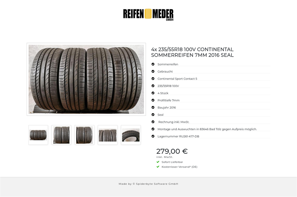 4x 235/55R18 100V CONTINENTAL SOMMERREIFEN 7MM 2016 SEAL #1904 – Bild 6