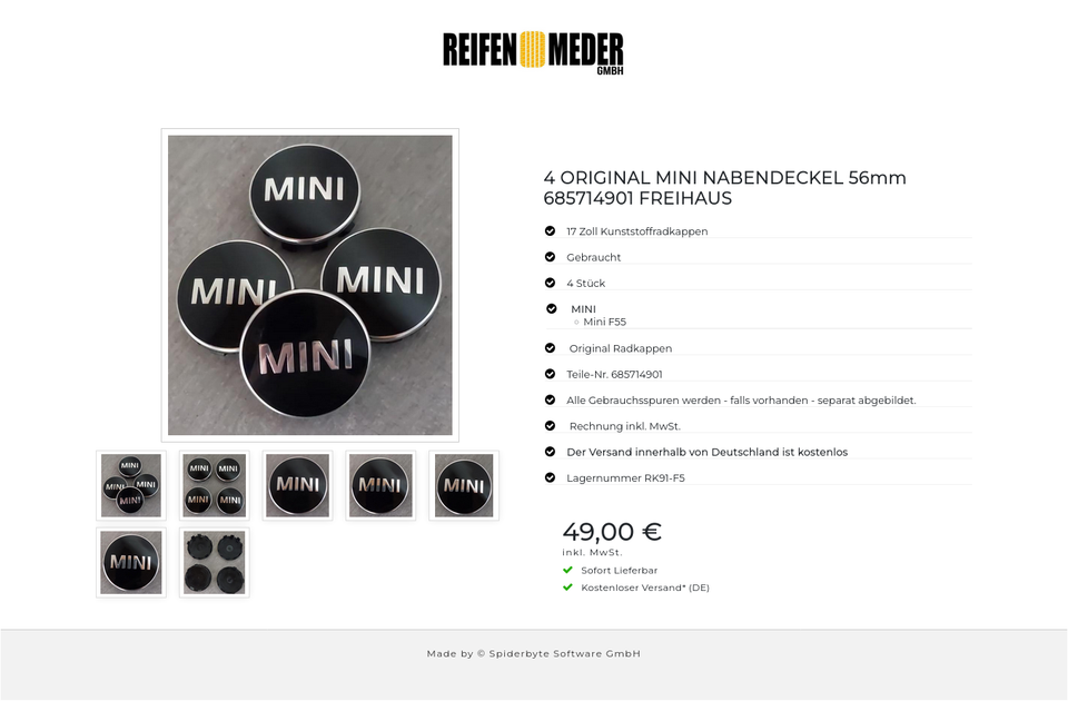 4 ORIGINAL MINI NABENDECKEL 56mm 685714901 FREIHAUS #1MHF – Bild 8