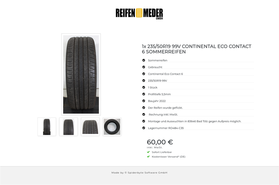 1x 235/50R19 99V CONTINENTAL ECO CONTACT 6 SOMMERREIFEN #1S9B – Bild 5