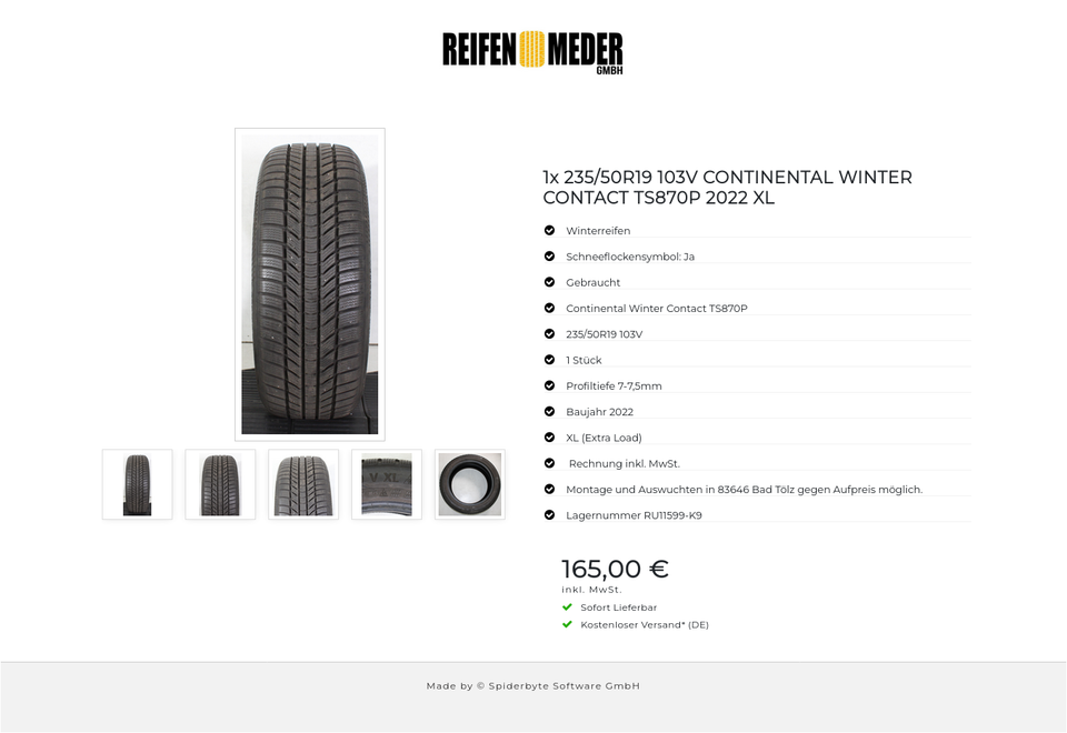 1x 235/50R19 103V CONTINENTAL WINTER CONTACT TS870P 2022 XL #1XBB – Bild 6