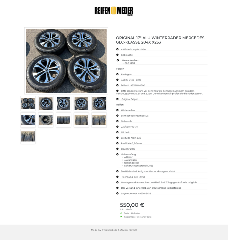 ORIGINAL 17" ALU WINTERRÄDER MERCEDES GLC-KLASSE 204X X253 #170Y – Bild 12