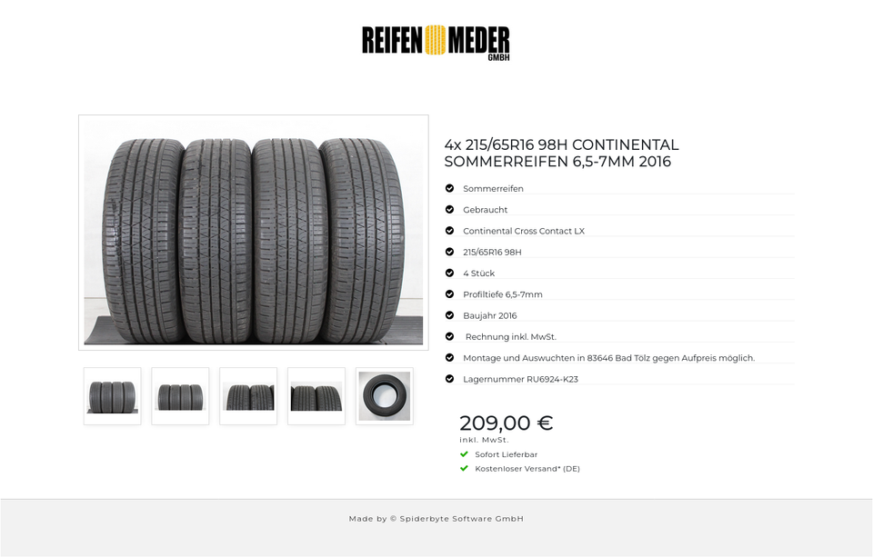 4x 215/65R16 98H CONTINENTAL SOMMERREIFEN 6,5-7MM 2016 #1B5P – Bild 6