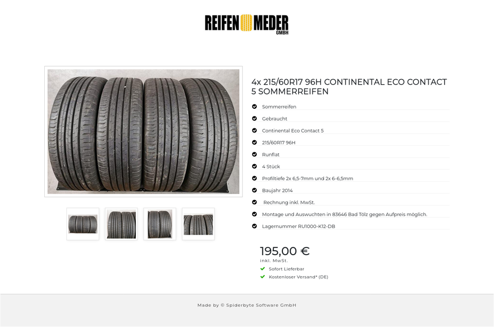 4x 215/60R17 96H CONTINENTAL ECO CONTACT 5 SOMMERREIFEN #6403 – Bild 5