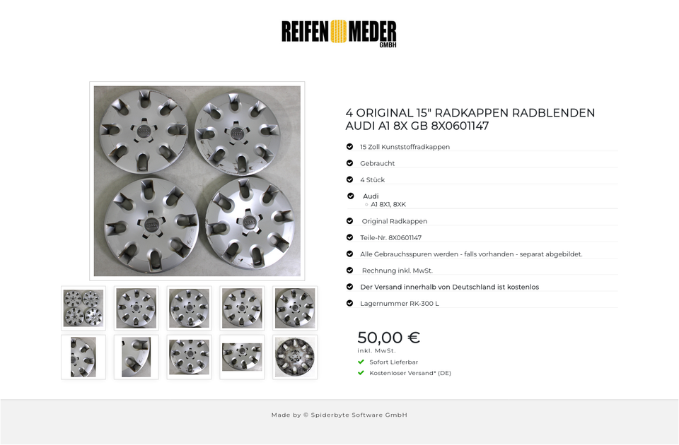 4 ORIGINAL 15" RADKAPPEN RADBLENDEN AUDI A1 8X GB 8X0601147 #1O1X – Bild 11