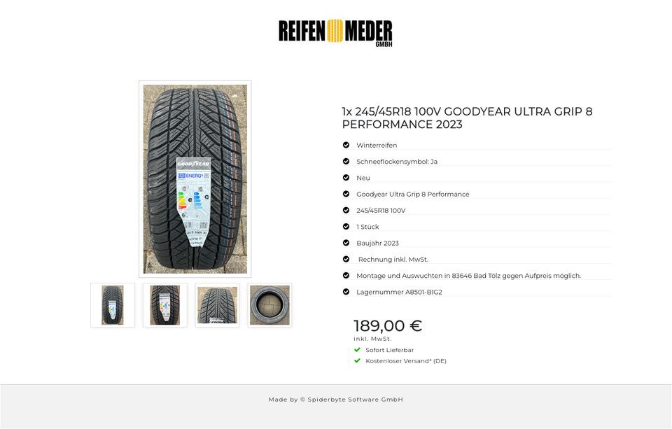 1x 245/45R18 100V GOODYEAR ULTRA GRIP 8 PERFORMANCE 2023 #1Q6S – Bild 5
