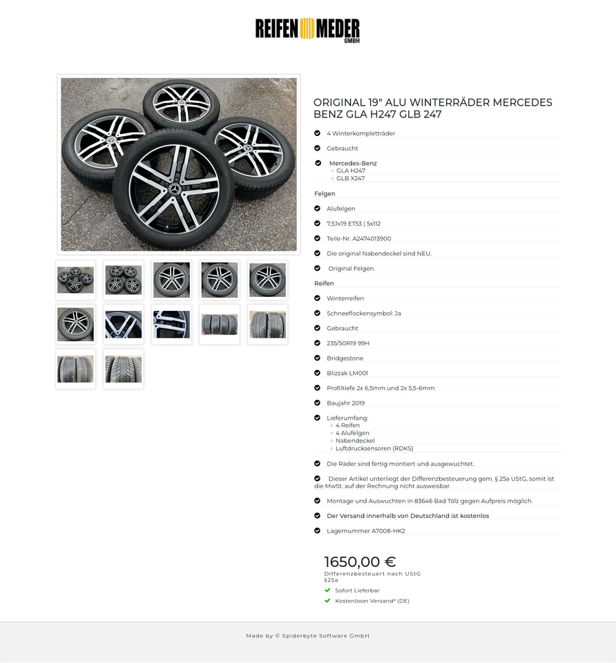 ORIGINAL 19" ALU WINTERRÄDER MERCEDES BENZ GLA H247 GLB 247 #1E0D – Bild 13