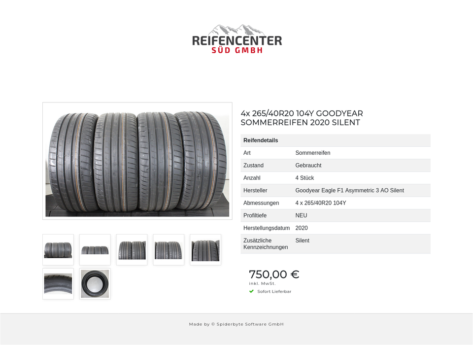 4x 265/40R20 104Y GOODYEAR SOMMERREIFEN 2020 SILENT #24JZ – Bild 8