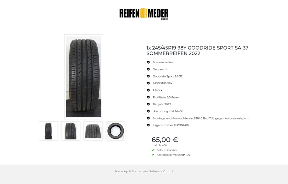 1x 245/45R19 98Y GOODRIDE SPORT SA-37 SOMMERREIFEN 2022 #1DPW – Bild 5