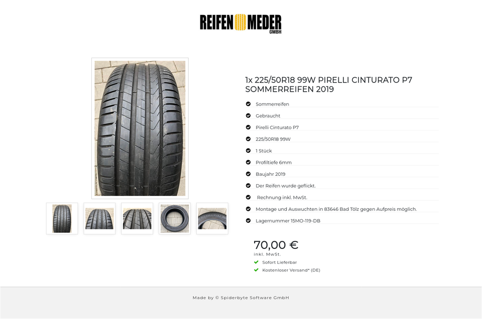 1x 225/50R18 99W PIRELLI CINTURATO P7 SOMMERREIFEN 2019 #1426 – Bild 6