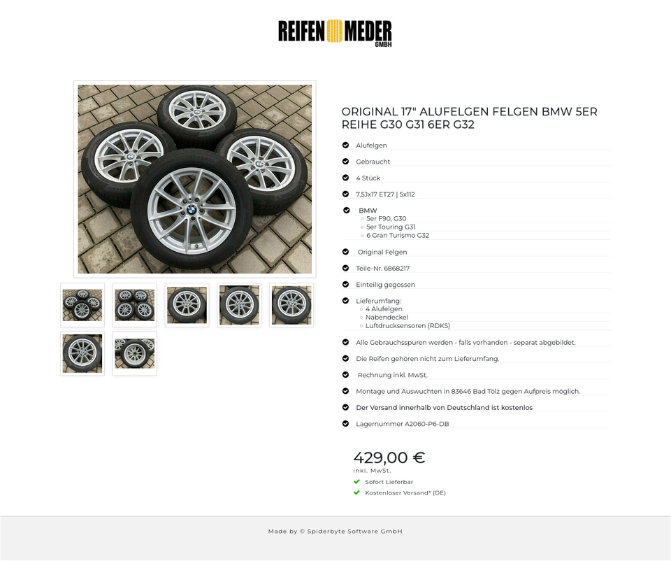 ORIGINAL 17" ALUFELGEN FELGEN BMW 5ER REIHE G30 G31 6ER G32 #110E – Bild 8