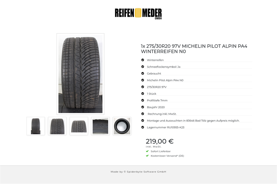 1x 275/30R20 97V MICHELIN PILOT ALPIN PA4 WINTERREIFEN N0 #1TJO – Bild 6